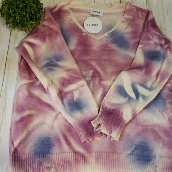 Last 1️⃣ Distressed Tie-Dyed Lightweight Sweater-M - Picture 5 of 6